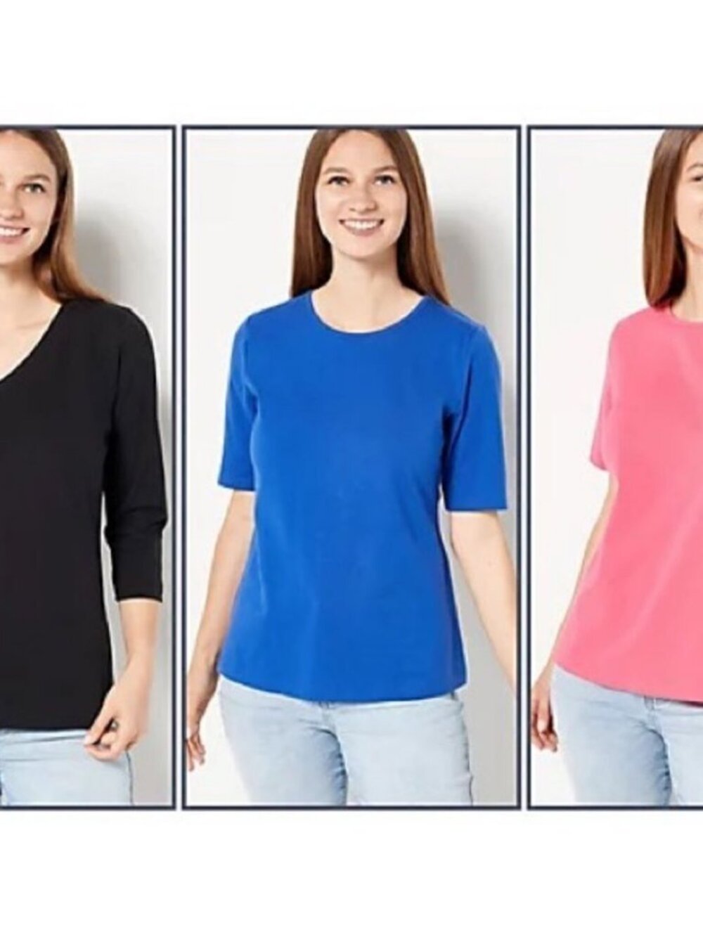 Denim & Co. Essentials Perfect Jersey Set of Three Knit Tops